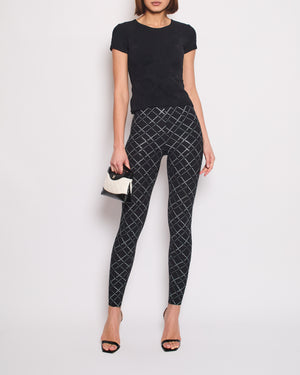 Chanel Black Leggings with Silver Quilted Details Size FR 34 (UK 6)