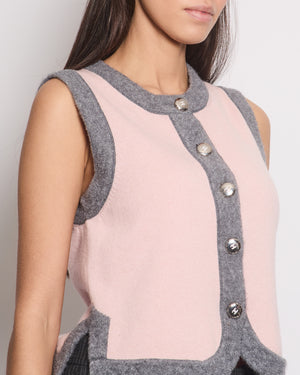 Chanel Pink Two-Tone Vest with CC Button Detail Size FR 38 (UK 10)