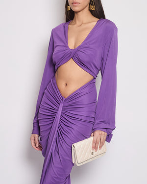 Christopher Esber Purple Long Sleeve Maxi Dress with Ruched Detail Size UK 6 (FR 34)