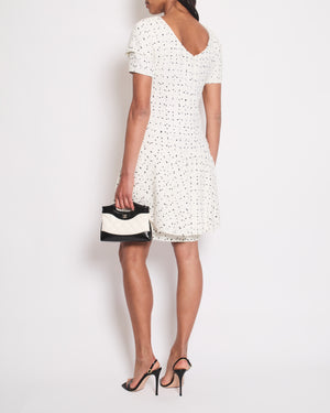 Chanel White & Black Tweed Mini Dress With Frill Detail Skirt Size FR 38 (UK 10)