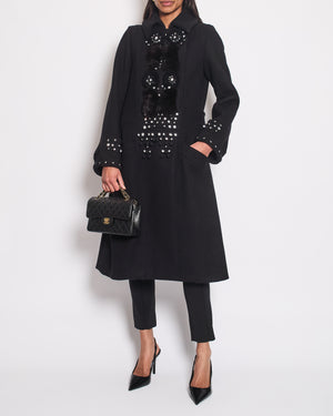 Chloe Black Double Breasted Coat with Embellished Embroidery Detail Size FR 38 (UK 10)