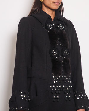 Chloe Black Double Breasted Coat with Embellished Embroidery Detail Size FR 38 (UK 10)