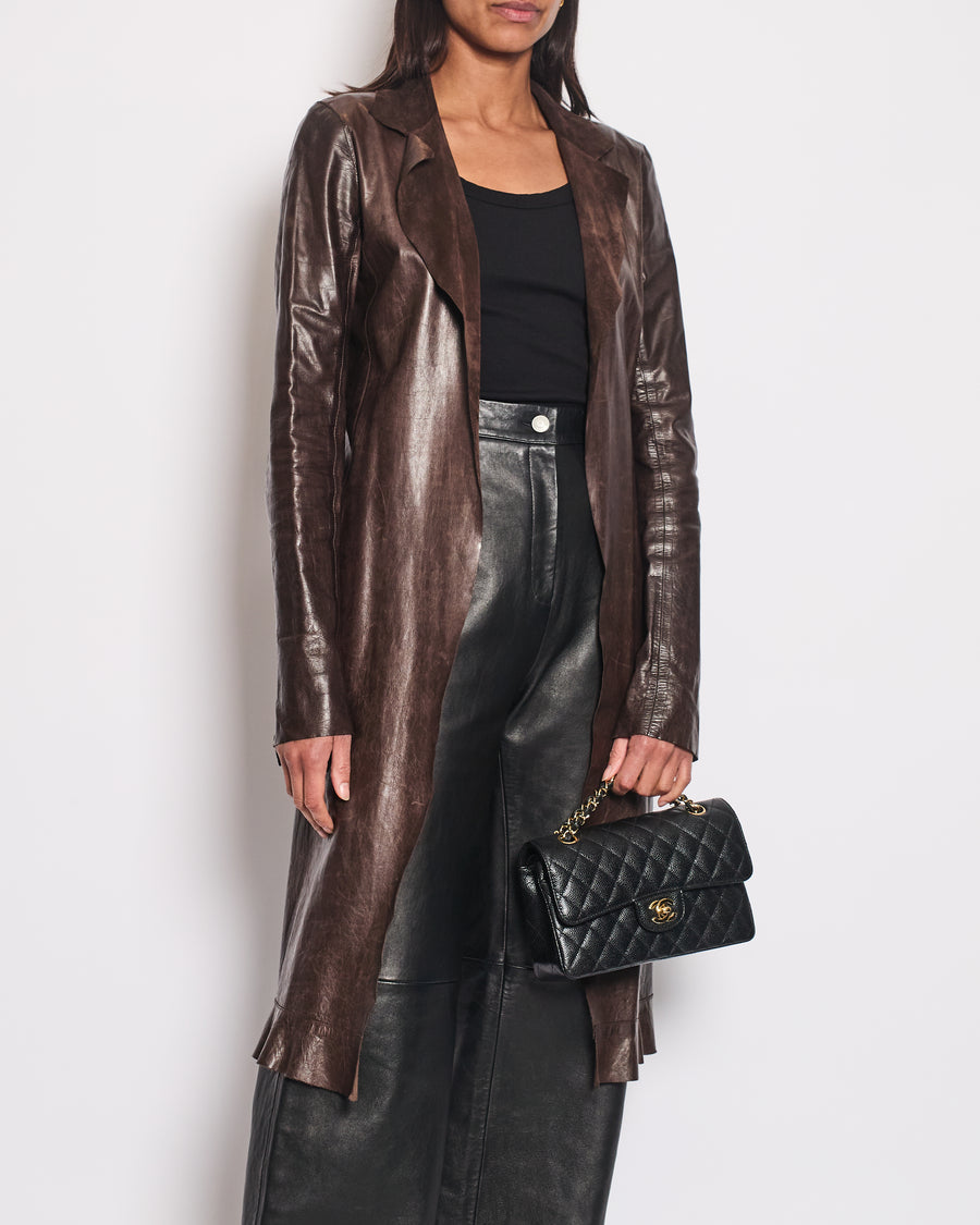 Chanel Vintage 02/A Long Line Leather Jacket Size FR 38 (UK 10)