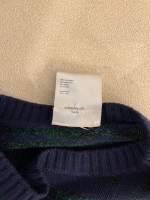 Chanel Navy Cashmere Long-Sleeve Jumper with Green Sequin Embellishments Size FR 36 (UK 8)