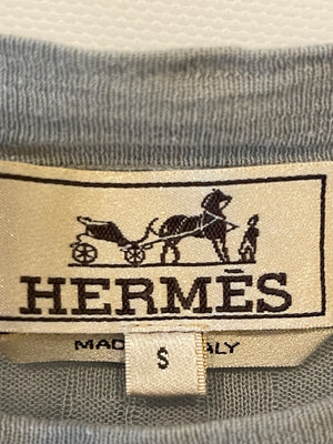 Hermès Menswear Grey T-Shirt with H Striped Details Size S (UK 36)