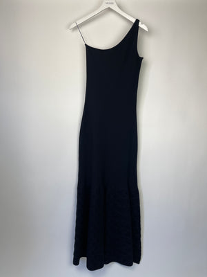 Chanel Black Asymmetrical Knit Dress with Detailed Fishtail Hem Size FR 36 (UK 8)