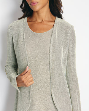 Chanel Grey Knit Cardigan & Dress Set with Silver CC Logo Button Detail on Sleeve FR 36 (UK 8)