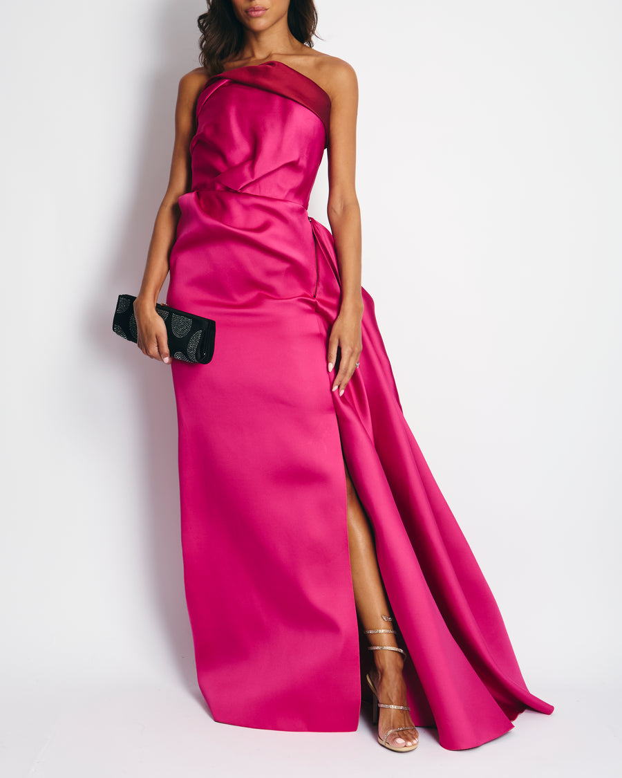 *RUNWAY* Lanvin Les 10 Ans Pink Gown with Red Underlay and Trim Detail FR 36 (UK 8)