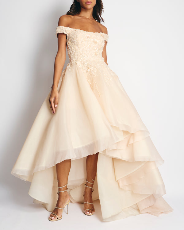 Mikael D Blush Ball Gown with Embroidered Detail Size S (UK 8)