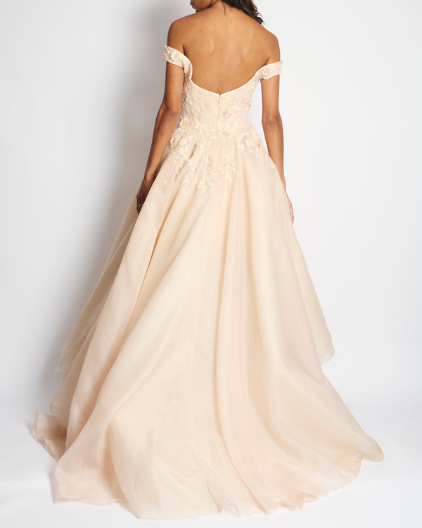 Mikael D Blush Ball Gown with Embroidered Detail Size S (UK 8)