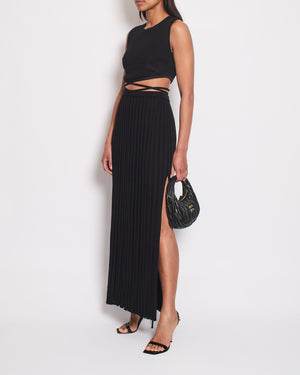 Christopher Esber Black Ribbed Skirt and Crop Top with Detail Size XS (UK 6)