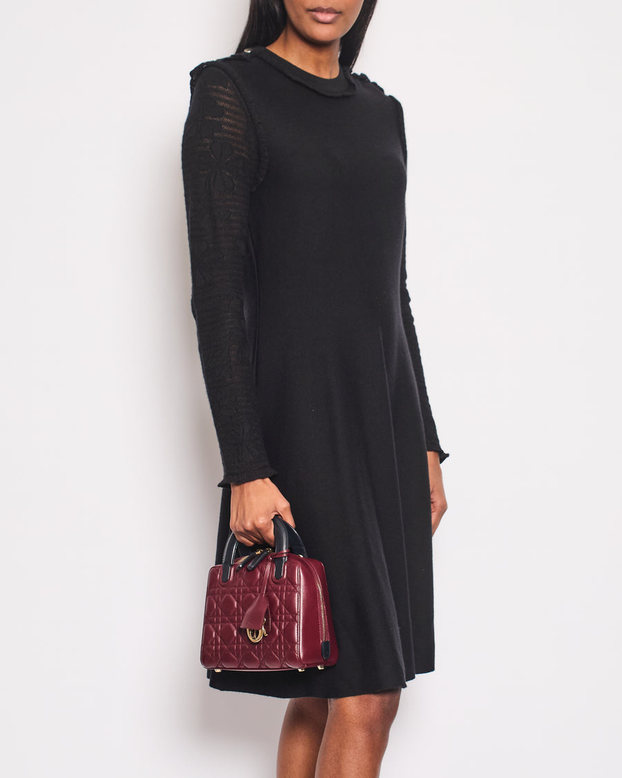 Chanel Black Long Sleeve Cashmere Midi Dress with Silver Logo Button Details Size FR 42 (UK 14)