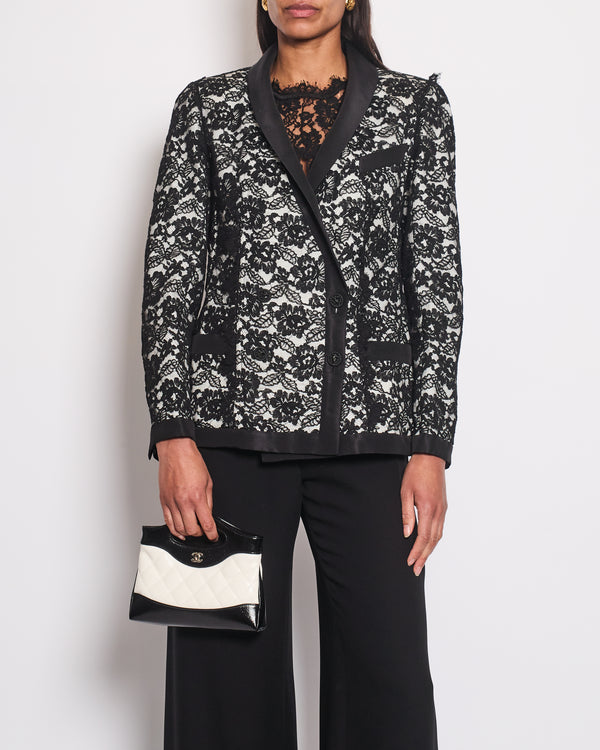 Chanel Black Double Breasted Lace Blazer with Matching Short Sleeve Vest Size FR 42 (UK 14)