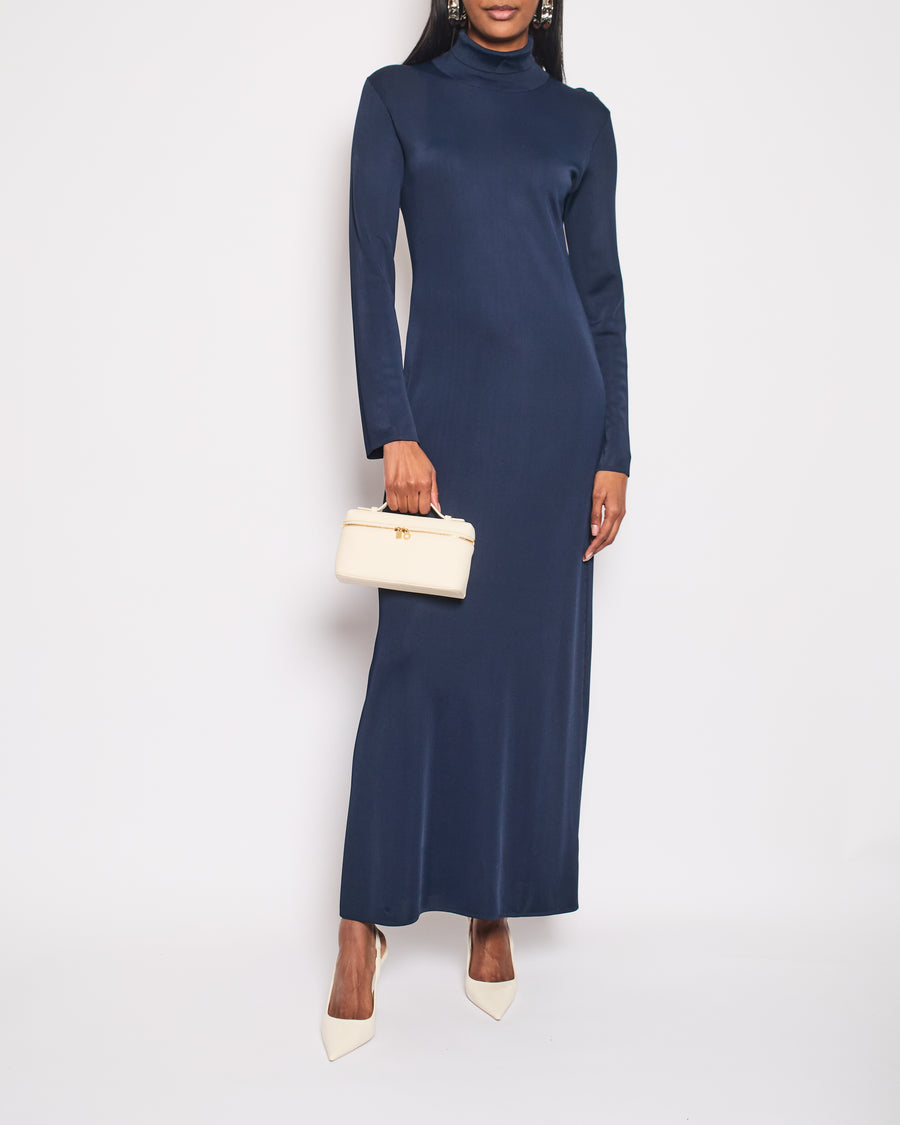 The Row Navy High Neck Long Sleeve Maxi Dress Size S (UK 8)