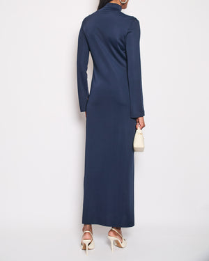 The Row Navy High Neck Long Sleeve Maxi Dress Size S (UK 8)