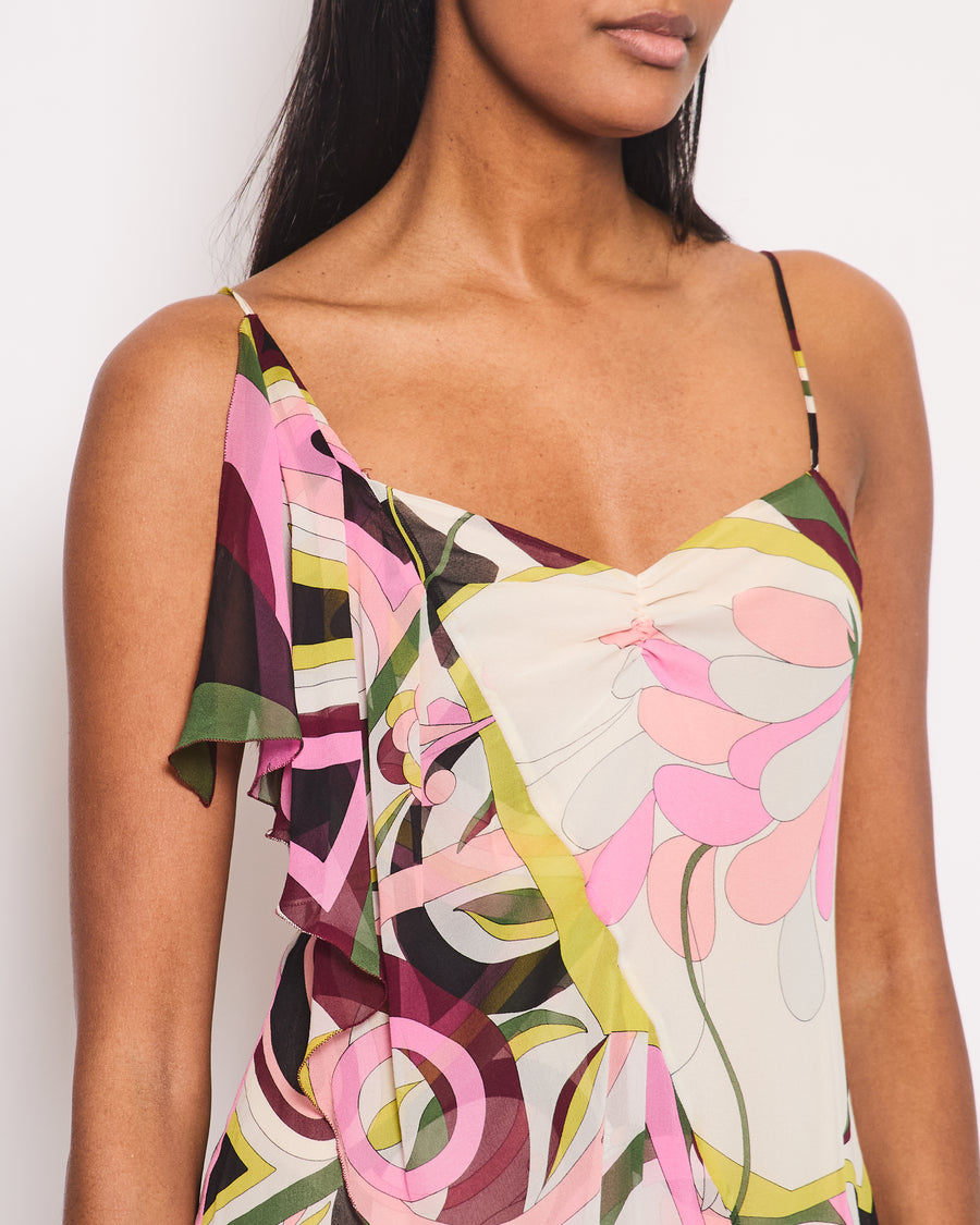 Emilio Pucci Pink Printed Chiffon Midi Dress IT 42 (UK 10)