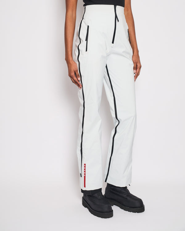 Prada Ski Trousers in Light Grey with Black and Red Detail Size Small (UK 8)