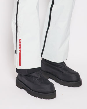 Prada Ski Trousers in Light Grey with Black and Red Detail Size Small (UK 8)