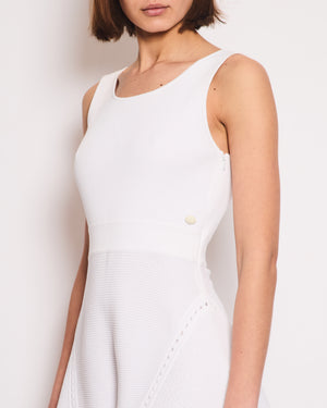 Chanel White Sleeveless Mini Dress with CC Button Detail Size FR 40 (UK 12)