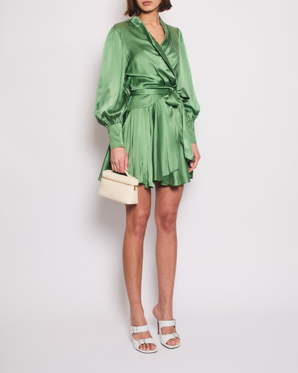 Zimmermann Pistachio Green Long Sleeve Wrap Dress Size 0 (UK 8)