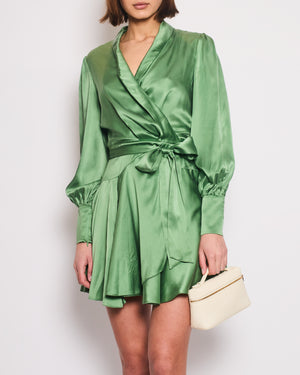 Zimmermann Pistachio Green Long Sleeve Wrap Dress Size 0 (UK 8)