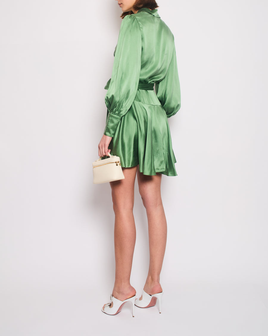 Zimmermann Pistachio Green Long Sleeve Wrap Dress Size 0 (UK 8)