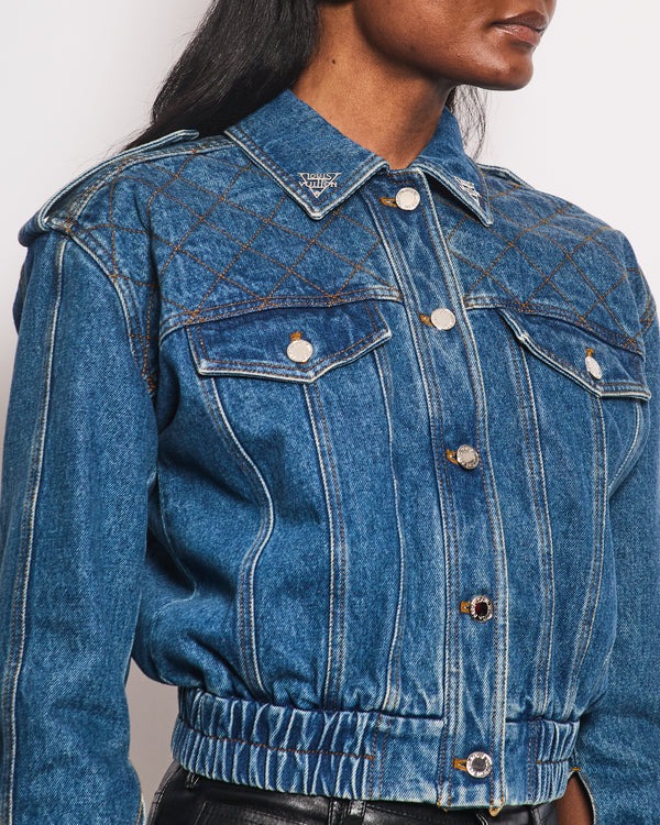 Louis Vuitton Denim Blue Jacket with Silver Logo Details Size FR 38 (UK 10)