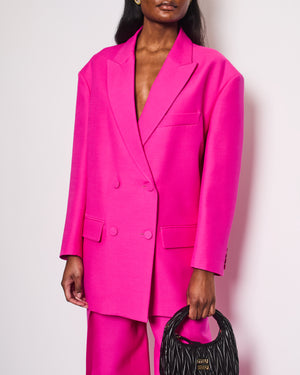 Valentino Hot Pink Blazer Jacket and Matching Trousers Set Size IT 38/42 (UK 6/10)