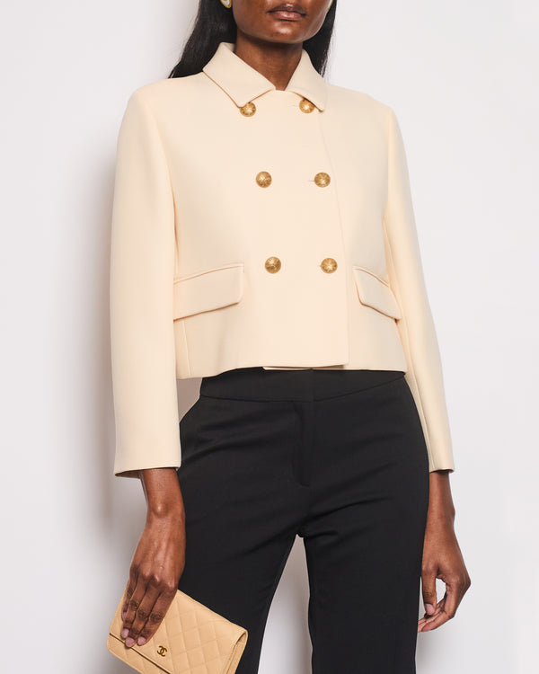 Christian Dior Cream Wool Jacket with Gold Buttons Detail Size FR 40 (UK 12)