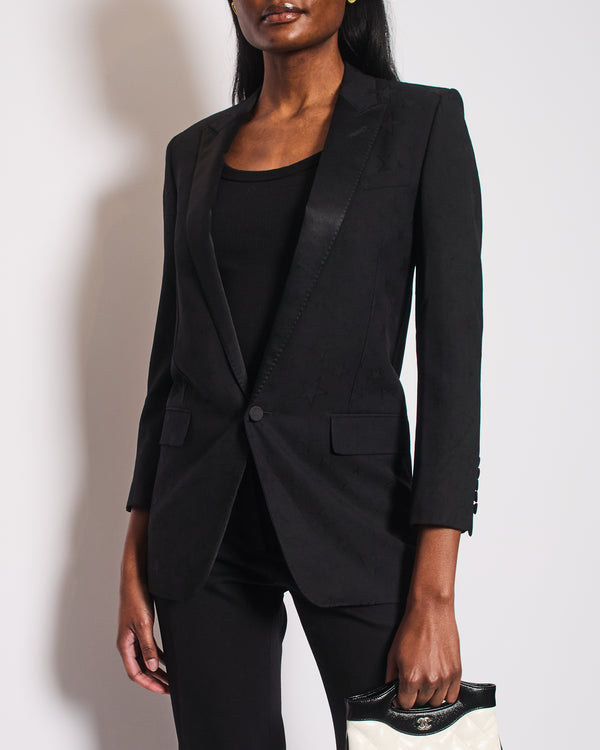 Saint Laurent Black Blazer with Stars and Stitching Detail Size FR 34 (UK 6)