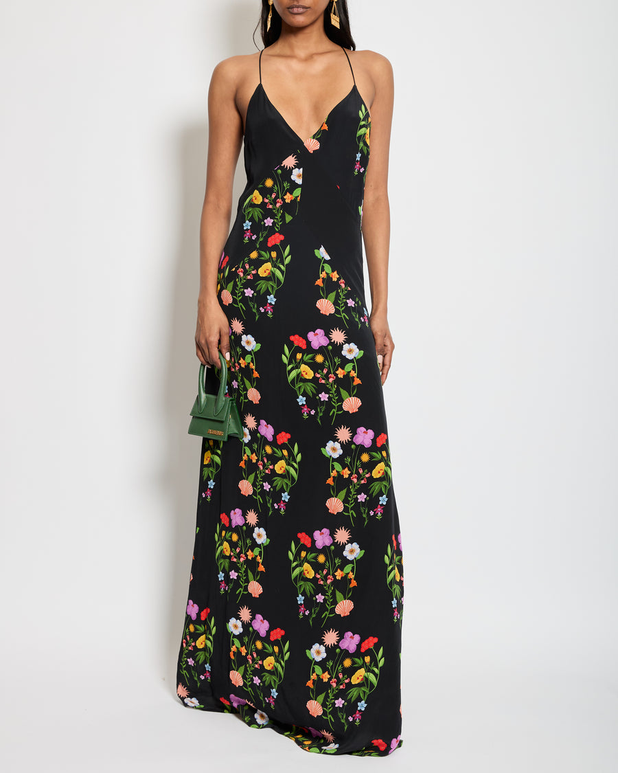 Borgo De Noir Black Floral Maxi Dress Size UK 6