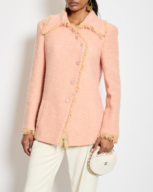 Chanel 01A Pink & Yellow Vintage Tweed Jacket with CoCo Buttons Detail Size FR 40 (UK 12)