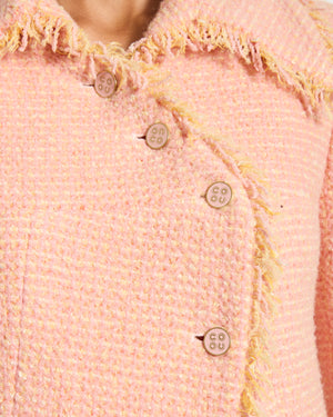 Chanel 01A Pink & Yellow Vintage Tweed Jacket with CoCo Buttons Detail Size FR 40 (UK 12)