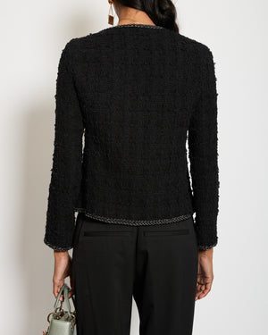 Giambattista Valli Black Tweed Jacket with Silk Bow Detail and Silver Trim IT 36 (UK 4)