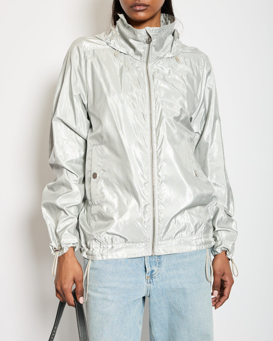 Chanel 16S Silver Metallic Anorak Jacket Size FR 38 (UK 10)