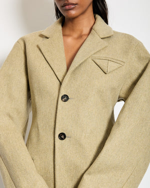 Bottega Veneta Khaki Green Structured Wool Blazer IT 38 (UK 6)