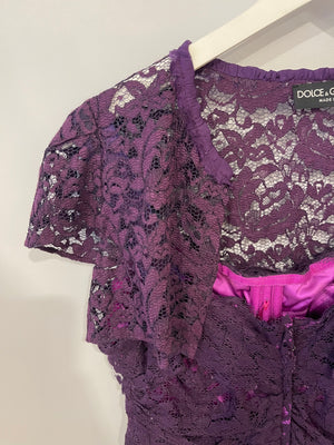 Dolce & Gabbana Purple Lace Corset Mini Dress with Bolero Size IT 42 (UK 10)