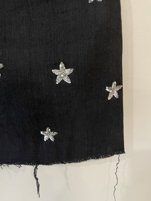 Saint Laurent Black Denim Skirt with Sequin Star Details Size 26 (UK 8)