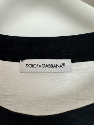 Dolce & Gabbana White Multi-Coloured Crystal DG Logo T-Shirt Size XS (UK 4-6)