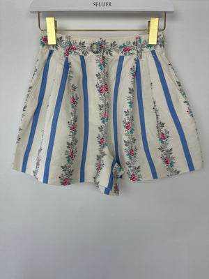 Dolce & Gabbana Exclusive Blue Floral Striped Shorts Size IT 36 (UK 4)