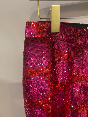 Halpern Pink Graphic Sequin Flare Trousers Size FR 40 (UK 12)