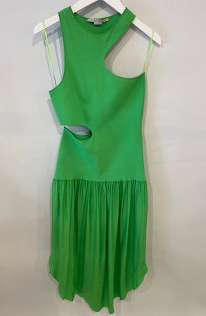 Stella McCartney Green Sleeveless Silk Cut Out Maxi Dress Size IT 42 (UK 10)