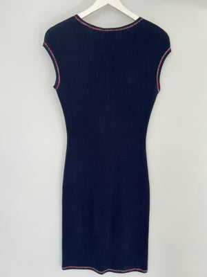 Chanel Blue Knitted Sleeveless Midi Dress Size FR 34 (UK 6)