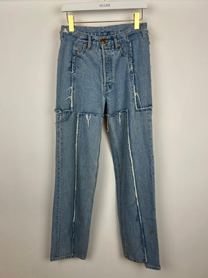 Vetements Blue Distressed High Waist Straight Leg Jeans Size XS (UK 6)