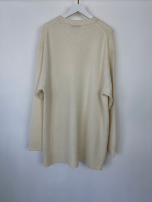 The Row Ivory Crewneck Oversize Cashmere Knit Jumper Size XS (UK 6-8)