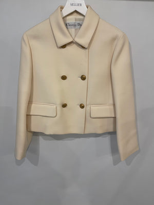 Christian Dior Cream Wool Jacket with Gold Buttons Detail Size FR 40 (UK 12)