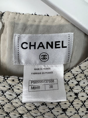 Chanel White, Black Short Sleeve Tweed Dress Size FR 38 (UK 10)