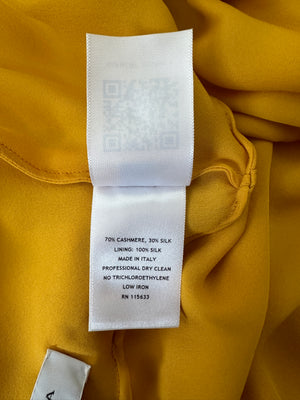 Gabriela Hearst Yellow Brigita Cashmere & Silk Blend Maxi Dress With Stitch Detailing