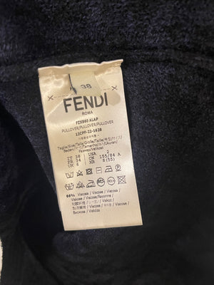 Fendi Black and Blue FF Printed Towelling Jumper Size IT 38 (UK 6)