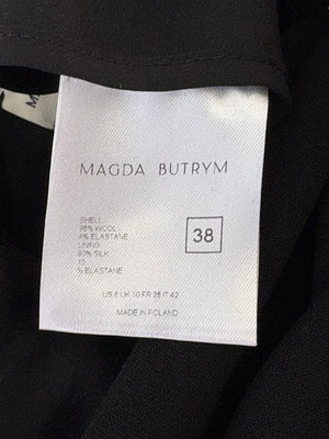 Magda Butrym Black Midi Pencil Skirt With Detachable Rose Corsage Detail Size FR 36 (UK 8)